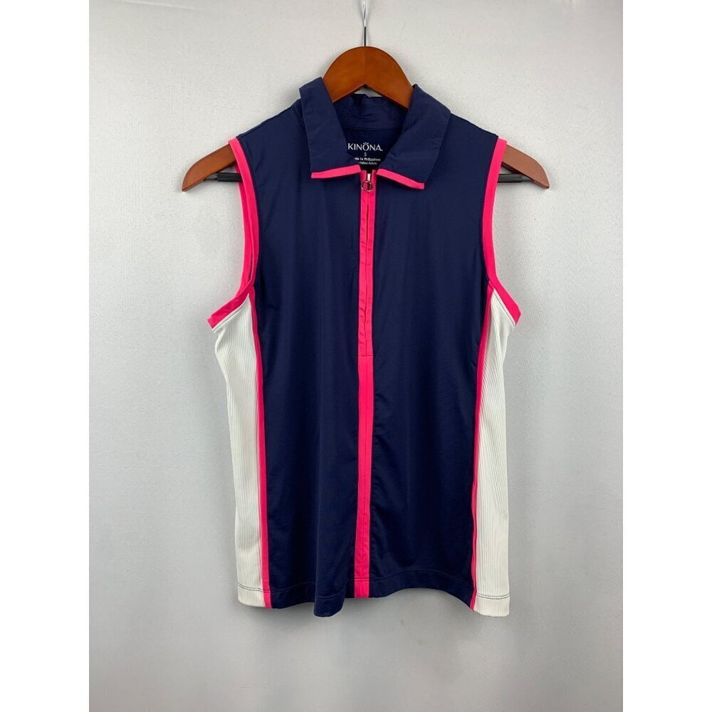 Women's Kinona Blue Pink Zip Up Top Size S
